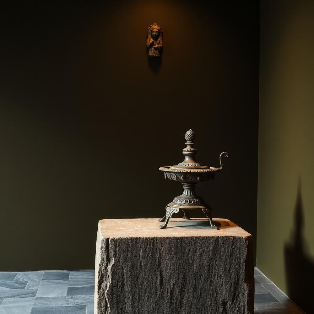 Bronze Standing Temple Lamp